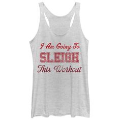 Sleigh Bells Ring, Christmas Workout, Holiday Workout, Sleigh Bells, T Shirt Company, White Heather, Christmas Sleigh, Graphic Tank Tops, Chin Up