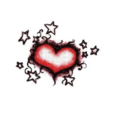 a drawing of a heart with stars coming out of it