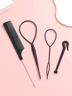 Black  Collar    Braiders Embellished   Beauty Tools Hair Loop Tool, French Braid Tool, Hair Tail, Electric Lint Remover, Hair Loop, Hair Braiding Tool, Elastic Rubber Band, Hair Styles Black