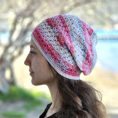 Slouchy Beanie Bonnet, Slouchy Crochet Hat For The Beach, Trendy Spring Crochet Beanie, Trendy Spring Crochet Beanie Hat, Trendy Spring Beanie Crochet Hat, Slouchy Spring Hats One Size, Handmade Beanie For Spring, One Size Fits Most, Handmade Adjustable Beanie For Spring, Handmade Spring Beanie, One Size Fits Most