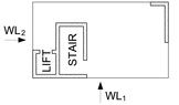 the diagram shows an air conditioner with two outlets and one outlet on each side