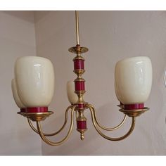 Vintage Chandelier with Brass and Cream-Colored Glass Shades, 1970s, in Good conditions.  Designed 1970 to 1979 European Plug (up to 250V).The wiring of this item may be original and might need replacement, if not specified otherwise. Be Original, Vintage Chandelier, English Cottage, Art Project, Colored Glass, Glass Shades, Cream Color, Art Projects, 1970s