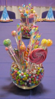 a table with candy and candies on it