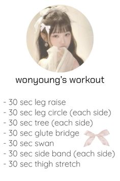 a woman's workout plan with the words, young's workout on it