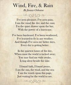 the poem for wind, fire and rain