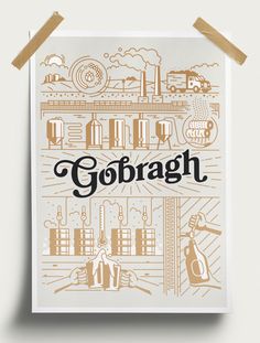 a card with the words gorbagh on it and an image of a factory