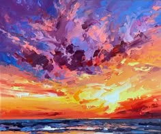 Vibrant sunset inspired by the Middle East by Nick Vivian at Iona House Gallery Painting Using Palette Knife, Sunset Oil Painting, Art College, Board Painting, House Gallery, Wall Paintings, Impasto Painting, Impressionism Art, Luxury Interiors