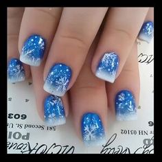 Makeup | Blue Snowflake Fake Press On Nails Nwt | Poshmark Nail Shapes Square, Holiday Elements, Fake Nails White, Manicure Kit, Nail Forms, Nail Patterns, Xmas Nails, Stick On Nails, Nailed It