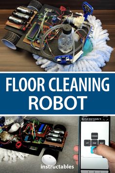 the floor cleaning robot is being used to clean up and dry it's floors