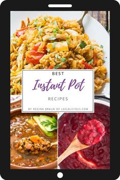 the best instant pot recipe book on an ipad, with text overlaying it