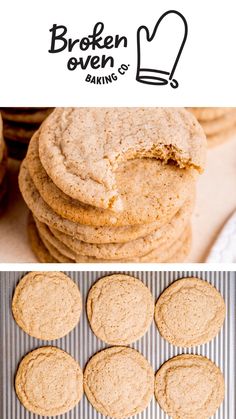 an image of baked cookies in the process of being made and then stacked on top of each other