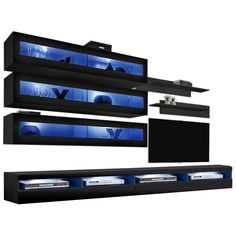 Fly J 35TV Wall Mounted Floating Modern Entertainment Center - Meble Furniture Modern Wall Unit, Floating Entertainment Center, Modern Wall Units, Modern Entertainment Center, Traditional Cabinets, Entertainment Console, Tv Stands And Entertainment Centers, Black Furniture, Entertainment Space