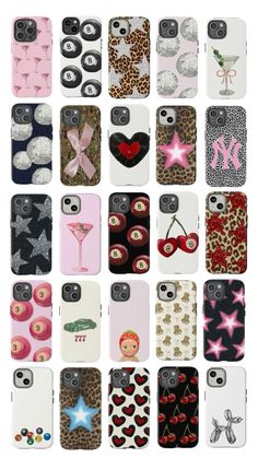 many cell phones with different designs on them