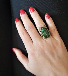 Green Beetle Ring Women's Big Ring With Scarab Cicada | Etsy Beetle Ring, Bug Ring, Green Beetle, Huge Rings, Bee Ring, Big Ring, Insect Jewelry, Big Rings, Rhinestone Ring