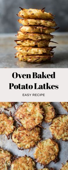 oven baked potato latkes with text overlay