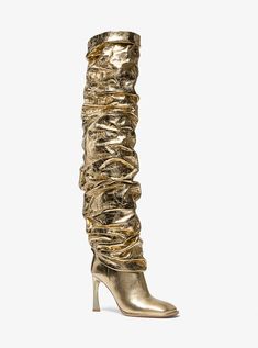 40 And Fabulous, Gold Boots, Michael Kors Boots, Green Beaded Bracelets, Girl Boots, Slouchy Boots, Shoes Boots Heels, Chic Leather, Michael Kors Collection