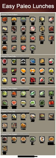 Easy Paleo Lunches - choose 1 from proteins + 1 from fruits + 1 from veggies + 1 from fats + 1 from snacks (grain free) Eat & Enjoy :) Easy Paleo Lunches, Paleo Lunches, Vegetarian Noodles, Veggie Recipe, Paleo On The Go, Paleo Life, Resep Diet, Green Peppers, Paleo Lifestyle