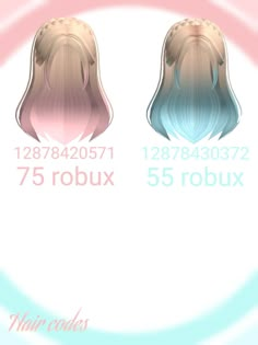 two different colored hair styles on a white and blue background with the same color in it