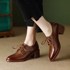 CHIKO Sauda Round Toe Block Heels Oxfords Shoes Oxford Shoes Heels, Oxford Shoes Outfit, Oxfords Shoes, روتين العناية بالبشرة, Oxford Heels, Womens Summer Shoes, Shoe Inspiration, Brown Shoes, Shoe Inspo