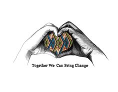 two hands making a heart with the words together we can bring change