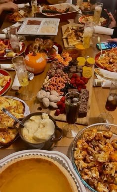 a long table filled with lots of food