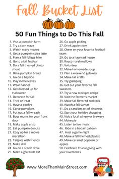 the fall bucket list with pumpkins and other things to do in it for kids