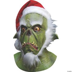 Crafted to provide you the highest quality, this Green Santa Latex Mask will give you the facelift sure to fill your Halloween with a hefty amount of fright-filled fun. Green in color with white beard and Santa hat attached. Individually hand painted for the most realistic look possible. Imported. Grinch Mask, Grinch Costumes, Der Grinch, Zombie Mask, The Mask Costume, Scary Christmas, Mascaras Halloween, Santa Claws, Green Santa