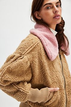 Effortlessly cool and cozy, this soft cardi features a sherpa fabrication and exaggerated collar detail with a front-zip closure and ribbed hems. **Fit:** Slouchy, relaxed fit **Features:** Cozy sherpa fabrication, exaggerated collar, front-zip closure, drop-shoulder sleeves with elasticated cuffs, ribbed hems, pockets for hands **Why We ❤ It:** This cardi adds the perfect cozy touch to every outfit. | Cozy Up Cardi by Free People in Tan, Size: M Trendy Cozy Outerwear With Ribbed Cuffs, Trendy Winter Outerwear With Ribbed Collar, Cozy Outerwear With Ribbed Collar For Layering, Cozy Outerwear With Ribbed Collar For Cold Weather, Cozy Sherpa Outerwear For Layering, Exaggerated Collar, Cardigan Fashion, Knitwear Cardigan, Cardigan Tops