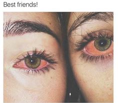 two people with brown eyes are looking in the same direction as one person's eye