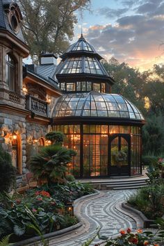 a house that has a glass dome on the roof