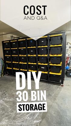 the cost and q & a diy 30 bin storage unit is shown in this image