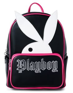 Hoping to find a backpack that totally fits your Playboy lifestyle? Add this officially licensed Pink and Black Playboy Rhinestone Mini Backpack to your collection and you'll always be ready to travel in style. Accessorize with this backpack that features a Playboy Bunny design with rhinestone details on the front and you'll always have plenty of space for all of your daily essentials. Officially licensed Adjustable straps Strap Length: 32" 1 Front zipper pocket 2 Side pockets Zipper closure Dimensions: 12" H x 9" W x 4.5" D Material: Polyurethane, polyester Care: Spot clean Imported Cool Mini Backpack, Hot Pink Backpack, Juicy Backpack, Dc Backpack, Y2k Backpack, Pretty Backpacks, Casetify Iphone Case, Heat Bag, Gothic Bag