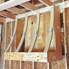 the interior of a house being built with wood framing