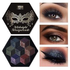 Black Smokey Eyeshadow Makeup Palette, Dark Smoky Eye Shadow Palettes for Halloween Goth Make up Glitter Shimmer Matte Pallets, Midnight Masquerade 21 Colors Brown Neutral Naked, Talc Free Dark Smoky Eye, Trucco Smokey Eye, Goth Make Up, Grey Smokey Eye, Dark Smokey Eye, Midnight Masquerade, Glitter Texture, Shimmer Makeup, Dark Eyeshadow