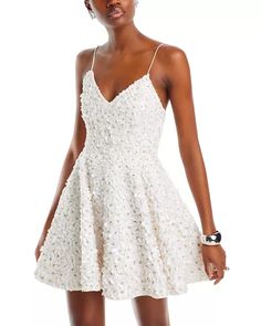 Alice and Olivia - Domenica Sleeveless Embellished Mini Dress Embellished Mini Dress, Olivia White, Rhinestone Embellishments, Alice And Olivia, White Mini Dress, Bridal Looks, Alice Olivia