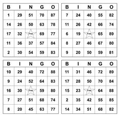 four squares with numbers and stars on them to be used in the sudling game