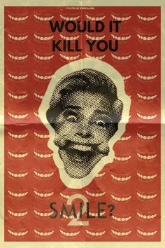 an old movie poster with the words smile on it's face and another image in the background