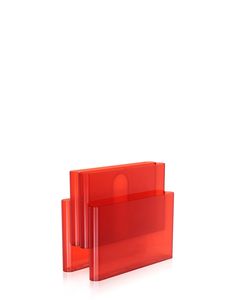 two red folders sitting next to each other on a white surface and one is empty