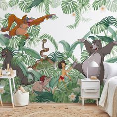 the jungle wallpaper mural in a child's bedroom