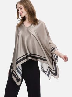 silk scarf Chic Spring Wrap Shawl, Oversized Chic Shawl, Chic Oversized Shawl, Elegant Wrap Shawl For Layering, Chic Beige Shawl For Spring, Chic Silk Shawl Scarf, Elegant Oversized Poncho For Spring, Elegant Scarf, Elegant Scarves