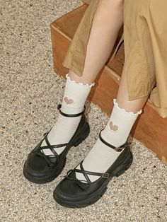 Editor's NoteThese shoes from LOWFLOW are trendy and easy to style.- Soft and durable sheep leather used- Cross shape buckle strap on the instep- Lovely ribbon decoration point- Great to match with any outfitsMeasurements(in.)- Size: KR 220MM - KR 255MM (35 - 38.5)- Heel Height: 1.18 in.*Fits true to the size. Composition & Care- Sheep Leather- Bright leather can get stained by denim or dark outfits- Avoid direct heat and moisture- Wipe off moisture and stains with a dry cloth- Be cauti Lovely Socks, Ribbon Shoes, Ribbon Decoration, Cross Shape, Dark Outfits, Aesthetic Shoes, Sheep Leather, Leather Texture, Sneakers Outfit