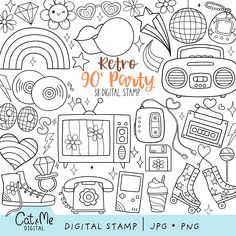 90s Coloring Pages, 90s Doodles, 80's Vibes, 90's Vibes, Stick Drawings, Ipad Painting, Happiness Journal