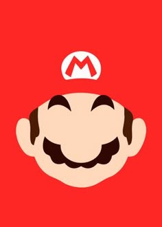 a red poster with an image of mario's face on the front and bottom