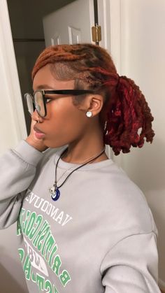 Pb&j Locs, How To Wrap Locs At Night, Short Loc Hair Styles For Black Women, Locs Hairstyles Dyed, Cute Lock Hairstyles, Ginger And Red Locs, Hairstyles For Medium Locs, Locs Dyed Black Women, Styles On Short Locs