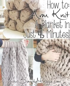 there is a giant chunky blanket made out of knitted yarn and the words how to