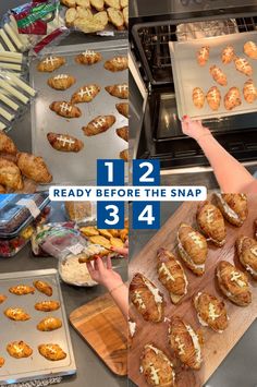 the process of making croissants is shown in pictures with instructions for how to bake them