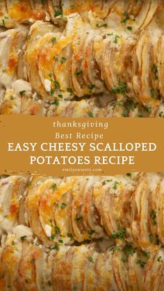 Easy Cheesy Scalloped Potatoes Recipe Thanksgiving Potatoes Side Dishes, Easy Cheesy Scalloped Potatoes Recipe, Easy Thanksgiving Dish, Thanksgiving Potatoes Recipes, Thanksgiving Dinner Sides, Easy Scalloped Potatoes Recipe, Easy Thanksgiving Dinner