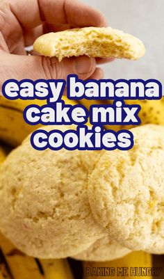 easy banana cake mix cookies with text overlay