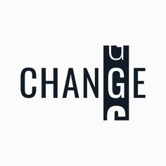 the word change is written in black on a white background