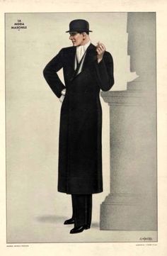 1940s Mens Fashion, Antique Room, 19th Century Men, 1930 Fashion, Overcoat Men, Mens Overcoat, Italy Poster, Coats Vintage